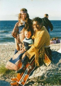 Joseph and friends on Findhorn beach c.1987